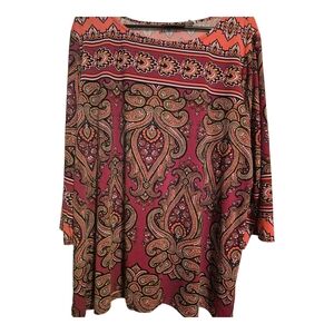 Paisley Print Long Sleeve Top Bob Mackie Size 2x